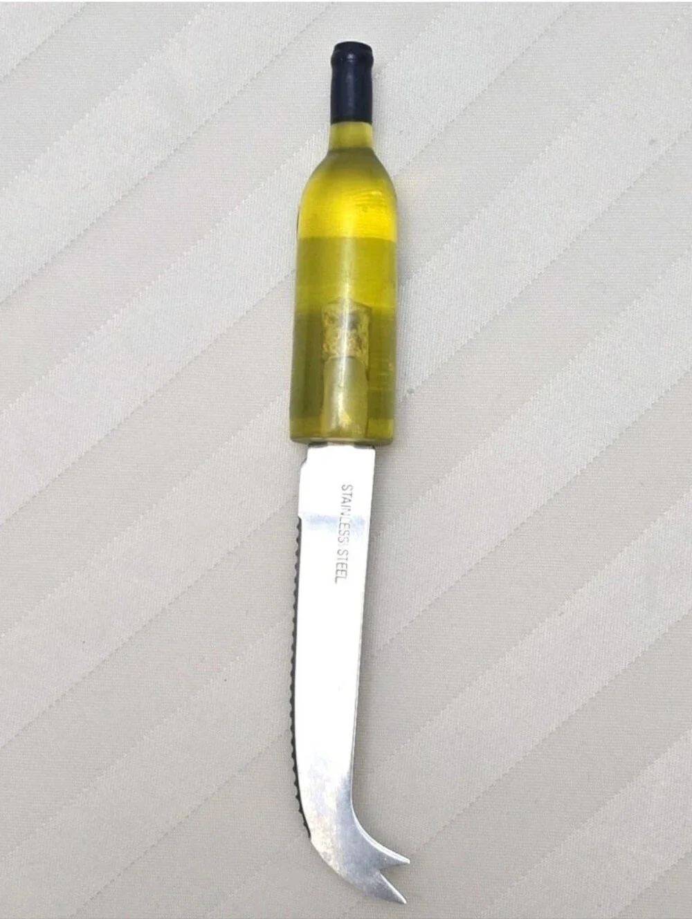 Vintage Cheese Knife Stainless Steel French Chateau de Seguin Wine Bottle Handle